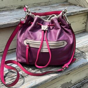 Coach Y2K Purple Pink Leather Crossbody Shoulderbag Drawstring Hobo Avery Boho